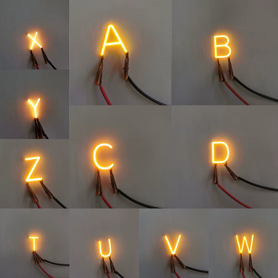 XUNATA DIY COB LED Filament Symbole in Warmweiß für Retro Edison Glühbirnen und dekorative Schilder, 26 Buchstaben und Zahlen, 3V, Gelb - Bild 2