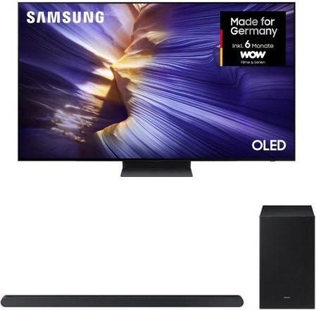 Samsung GQ55S93FAE OLED Vision AI Smart TV 4K Ultra HD in Graphitschwarz mit HW-S710GD Soundbar und Subwoofer in Titanschwarz, 138 cm (55 Zoll), 144 Hz - Bild 1