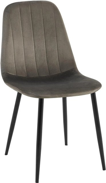 DELUKE Esszimmerstuhl FOLIS in Anthrazit mit Samtbezug und Metallgestell, B/T/H: 45 x 54 x 88 cm - Bild 1
