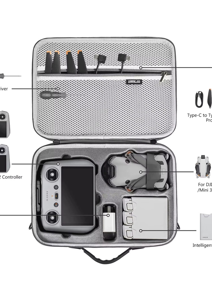 STARTRC Tragetasche für DJI Mini 4 Pro Fly More Combo, Drohnen-Schultertasche in Grau - Bild 1
