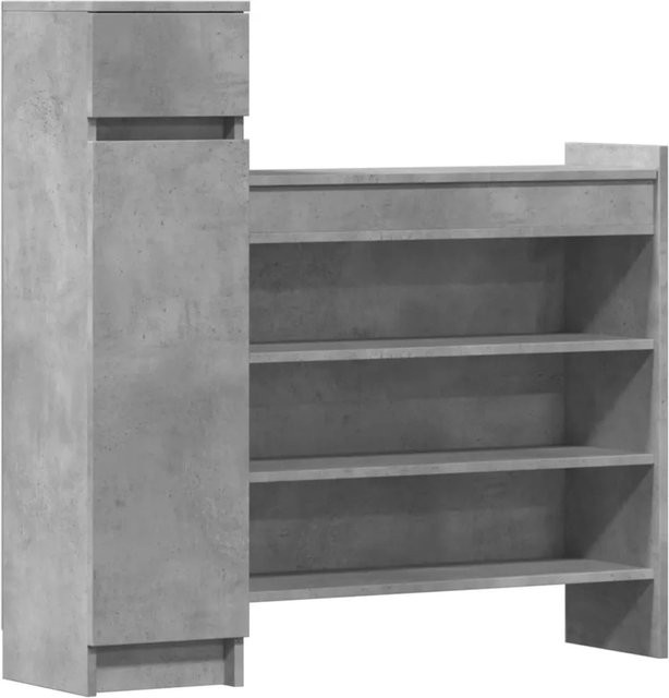 vidaXL Schuhschrank modern in Betongrau mit Türen und Regalfächern, B/T/H: 100,5 x 28 x 100 cm - Bild 1