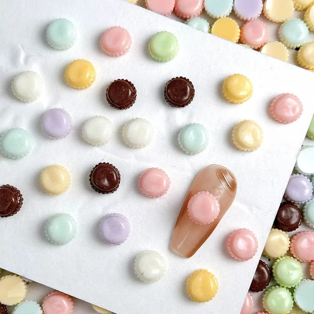 Zhou Nailart 3D Mini Macaron Nagel Charms, 100 Stück, Glänzend - Bild 1