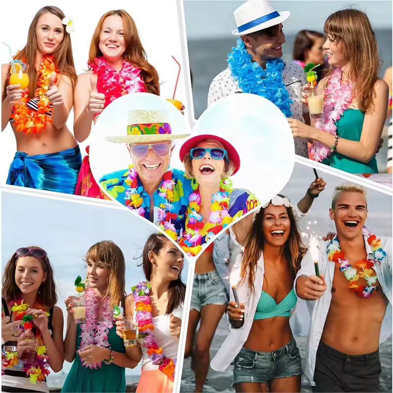 ZQNYCY Hawaiian Blumenkranz Halskette als tropische Lei-Girlande in Multicolor für Sommer, Geburtstag, Luau oder Hochzeit - Bild 2