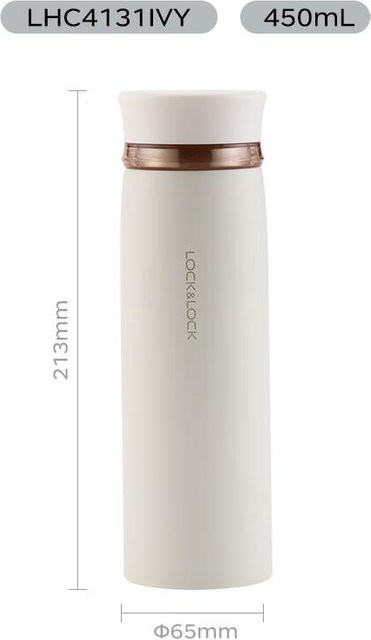 LOCK&LOCK Fite Isolierbecher mit Drehdeckel LHC4131IVY Off-White 450ml - Bild 1