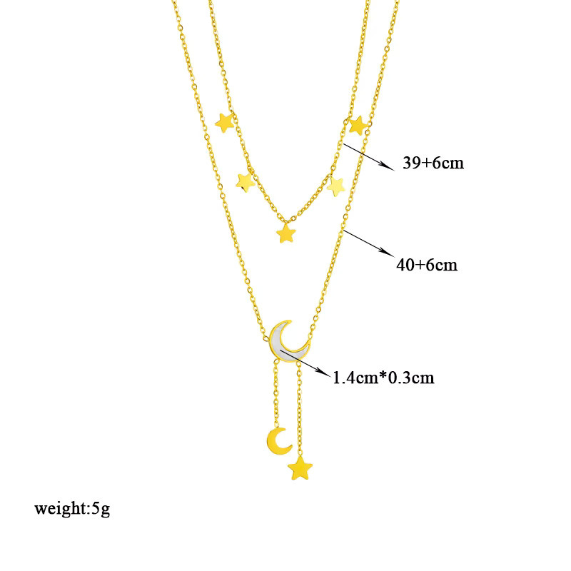 DIEYURO Halskette, Edelstahl, Stern Mond, Gold, Damen - Bild 2