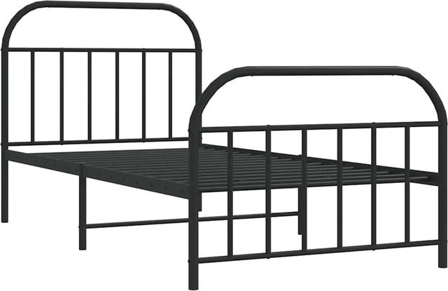 vidaXL Bettgestell aus Metall mit Kopf- und Fußteil in Schwarz, B/T/H: 100 x 200 x 105 cm - Bild 1