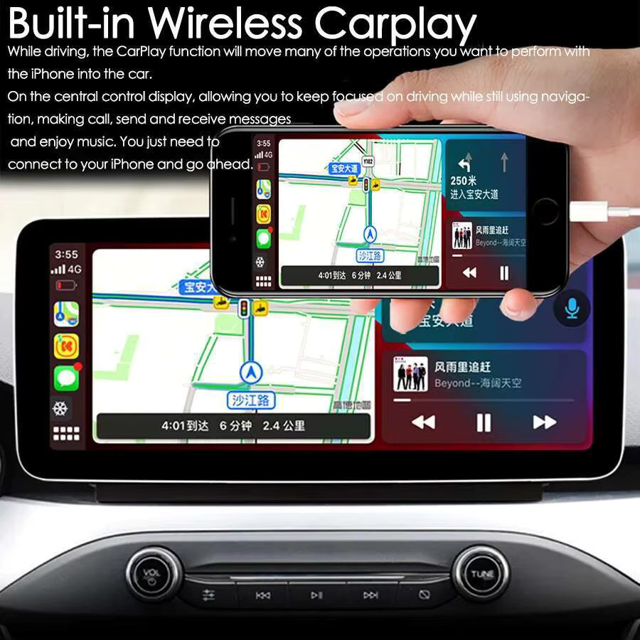 Jetalon Android 14 Carplay Navigations-Multimedia-System für Ford Focus mit 12,3 Zoll IPS Bildschirm in Schwarz - Bild 3