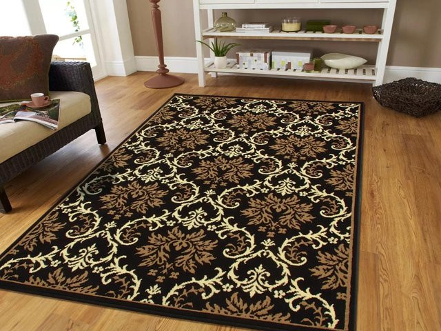 BC-Warm Home Orient Teppich mit Blumenmuster in Schwarz, rutschfest und waschbar, B/T: 80 x 50 cm - Bild 1