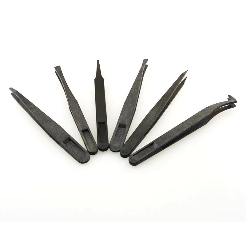 Eelhoe Antistatische Kunststoffpinzette in Schwarz, Hitzebeständiges Reparaturwerkzeug, B/T/H: 12 x 1,1 x 1,4 cm - Bild 2