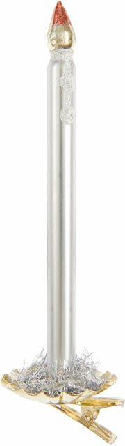 Rico Design Glaskerze Baumschmuck Silber mit goldenem Metallchip für Weihnachten - Bild 1