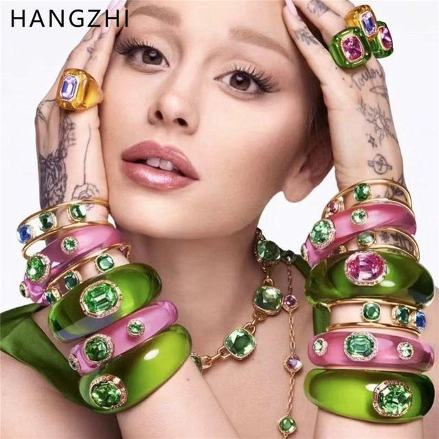 HangZhi Armband, C-förmig, Strassharz, bunt, Damen - Bild 1