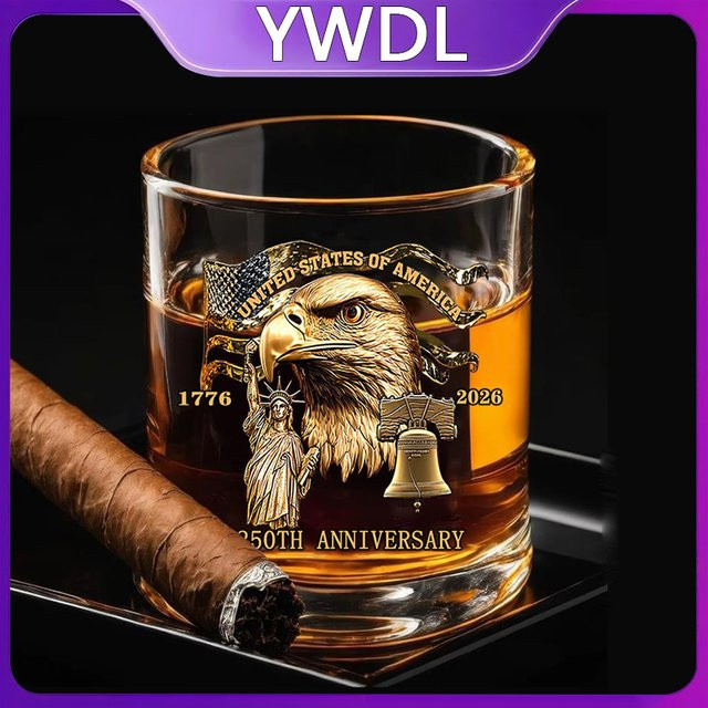 YWDL Amerika 250th Anniversary Whiskyglas Tumbler aus Glas, Transparent, 325 ml - Bild 1