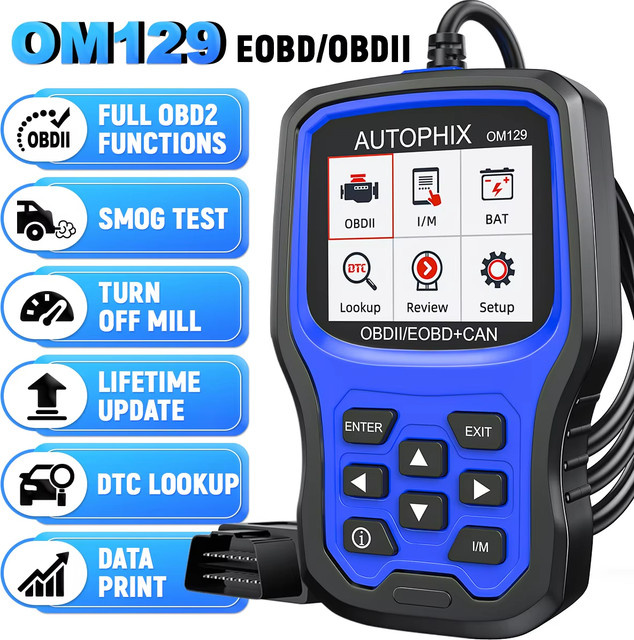 AUTOPHIX OM129 OBD2 Scanner 2-in-1 Batterietester und Motorfehlercode-Lesegerät mit I/M-Bereitschaftsprüfung für alle OBD2-Fahrzeuge ab 1996 - Bild 1