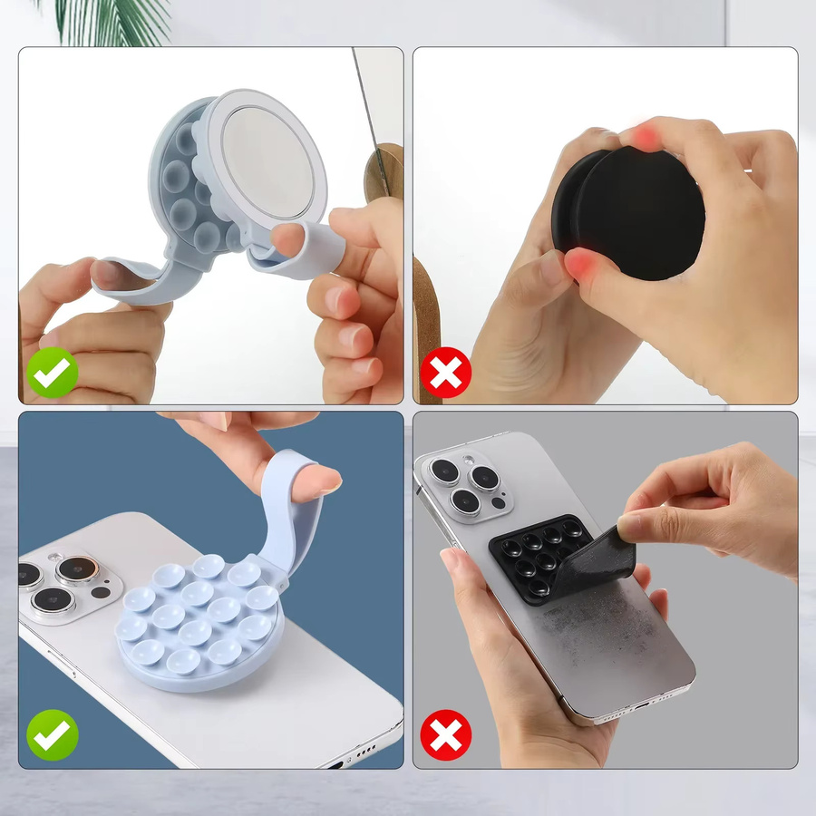 VIKEFON Multifunktionaler magnetischer Telefonhalter mit Silikon-Saugnapf, tragbarer Hand- und Personenständer für MagSafe iPhone 16–12 - Bild 5