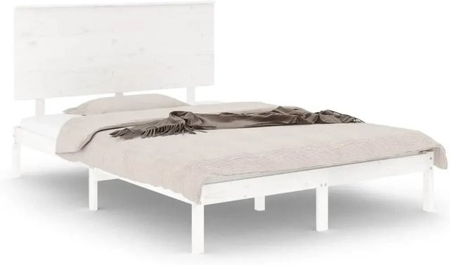 vidaXL Massivholzbett aus Kiefer in Weiß, Modernes Bettgestell B/T/H: 120 x 200 cm - Bild 1