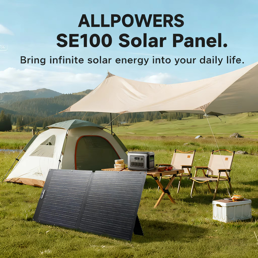 ALLPOWERS SE100 100W Solarpanel, faltbares monokristallines Solarpanel mit IP68 Wasserdichtigkeit in Schwarz für Powerstation und Outdoor - Bild 3
