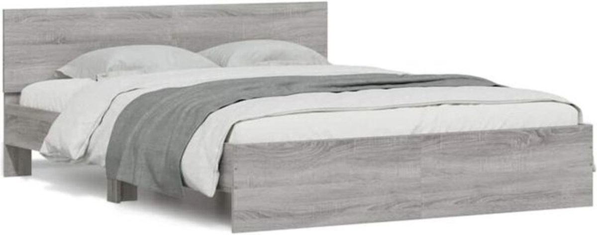 Modernes Bettgestell mit Kopfteil und LED-Beleuchtung von Vidaxl in Grau, B/T/H: 150 x 200 cm - Bild 1