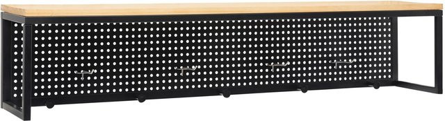 Bessagi Home Garderobe Lorenzo im Industrial Design aus Metall und Kiefer Holz in Schwarz, Breite: 110 cm, Höhe: 22 cm, Tiefe: 20 cm - Bild 1