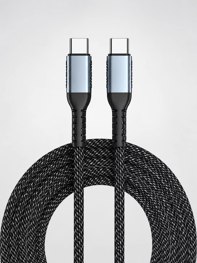 240W USB-C zu USB-C Schnellladekabel PD 3.1 mit E-Marker Chip, Nylon-ummanteltes Typ-C Ladekabel für Laptop, Tablet und Smartphone, Schwarz - Bild 7