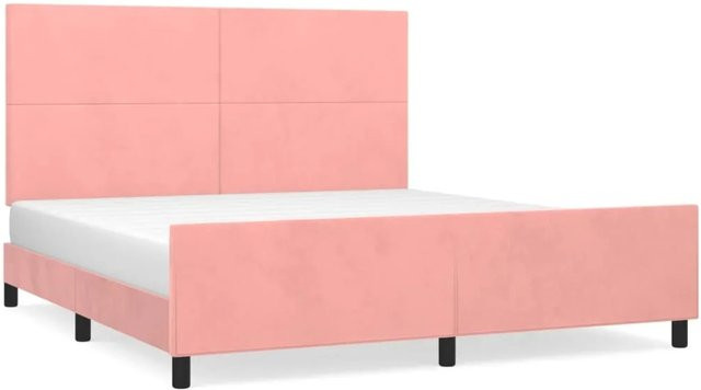 vidaXL Bettgestell mit Kopfteil in Rosa aus Samt, B/T/H: 160 x 200 x 166 cm - Bild 1