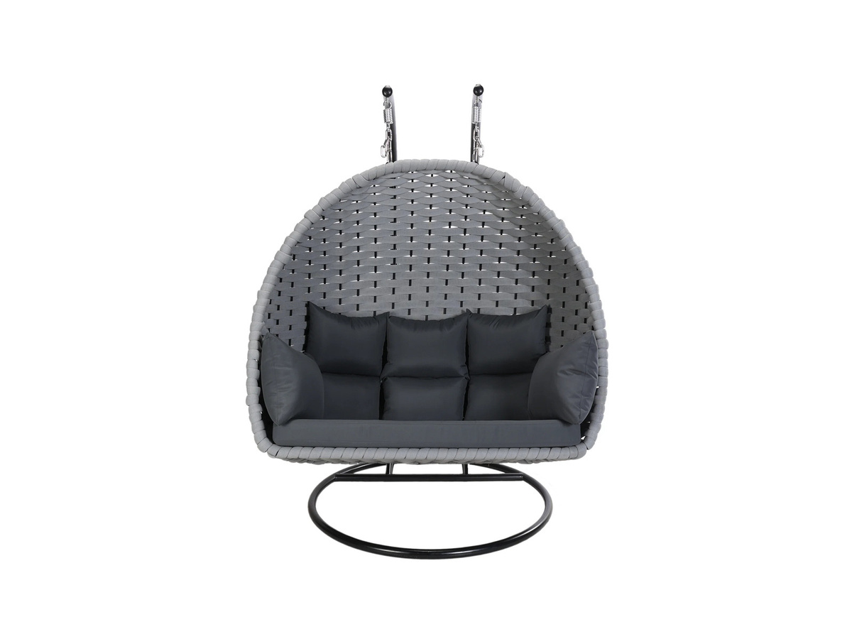 HOME DELUXE Hängesessel CADEIRA 2-Sitzer in Grau aus Rattan und Metall für Balkon und Terrasse - Bild 3