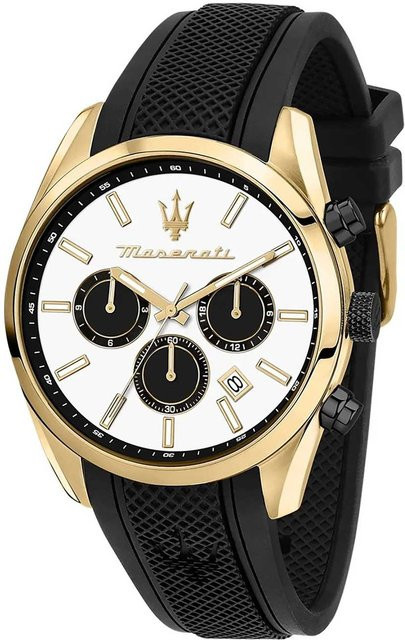 Maserati Herrenuhr Attrazione, Quarz, Edelstahl, 43 mm, Silikon, Weiß - Bild 1