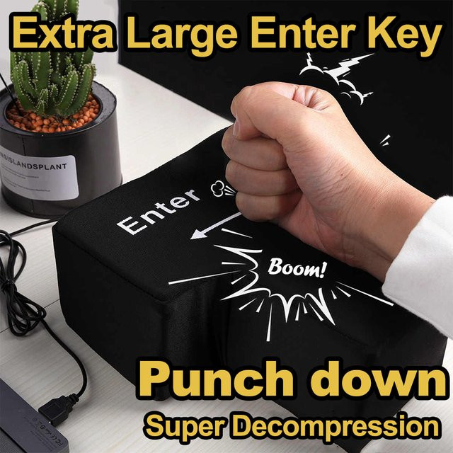 USB Enter Key Kissen als weiche Computer Taste zur Dekompression und Stressbewältigung in Schwarz - Bild 1