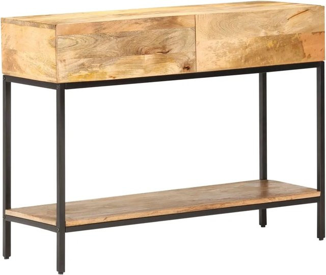vidaXL Konsolentisch aus Mango-Massivholz und Eisen in Braun und Schwarz, B/T/H: 100 x 35 x 76 cm - Bild 1