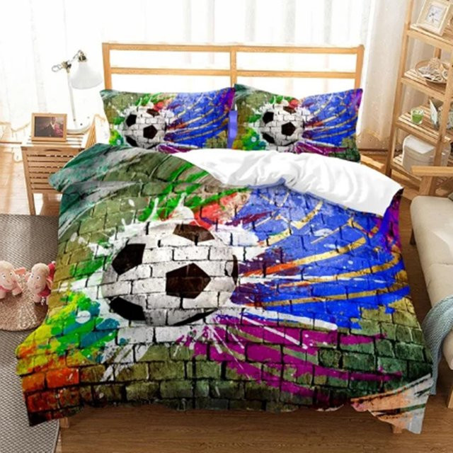 Fußball Bettwäsche Set JMG Household Supplies Bunt mit Bettbezug und Kissenbezug für Jungen und Teenager, Material Mikrofaser, B/H: 210 x 210 cm - Bild 1