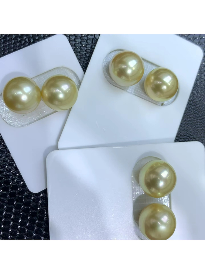Ohrringe 750 Gold, Meerwasser-Goldperlen, 10–13 mm, Unisex - Bild 2
