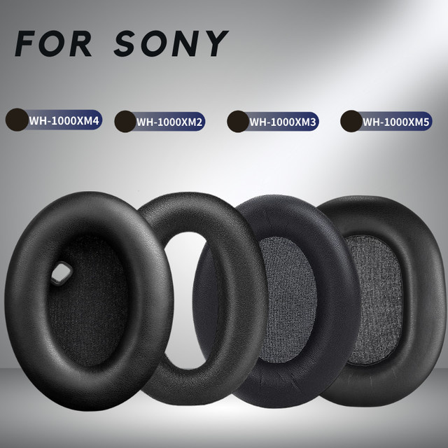 Sony Ersatz-Ohrpolster aus Memory-Schaum mit Lederhülle für WH-1000XM4, WH-1000XM5, WH-1000XM3, WH-1000XM2 in Schwarz - Bild 1
