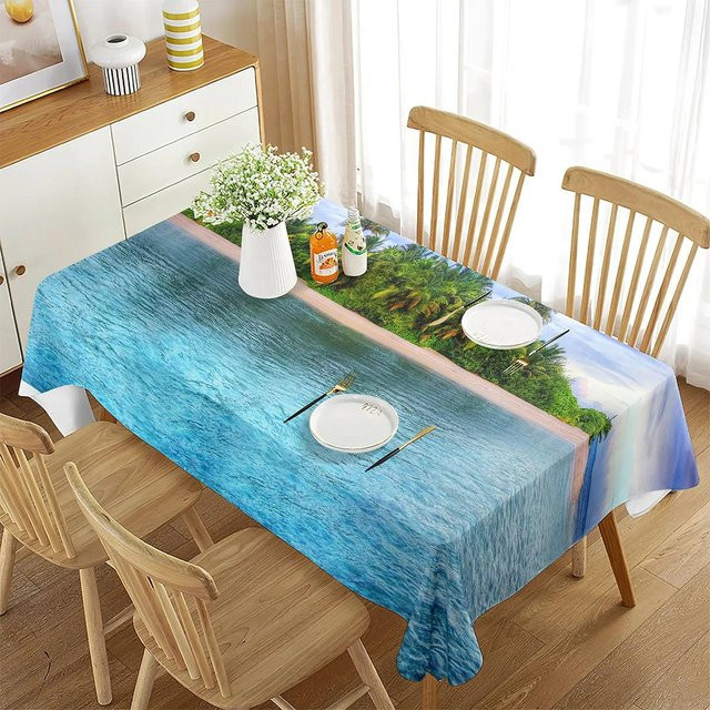 Wasserdichte Hawaii Tischdecke von JMG Household Supplies in Blau, modern und abwischbar, B/T: 70 x 70 cm - Bild 1