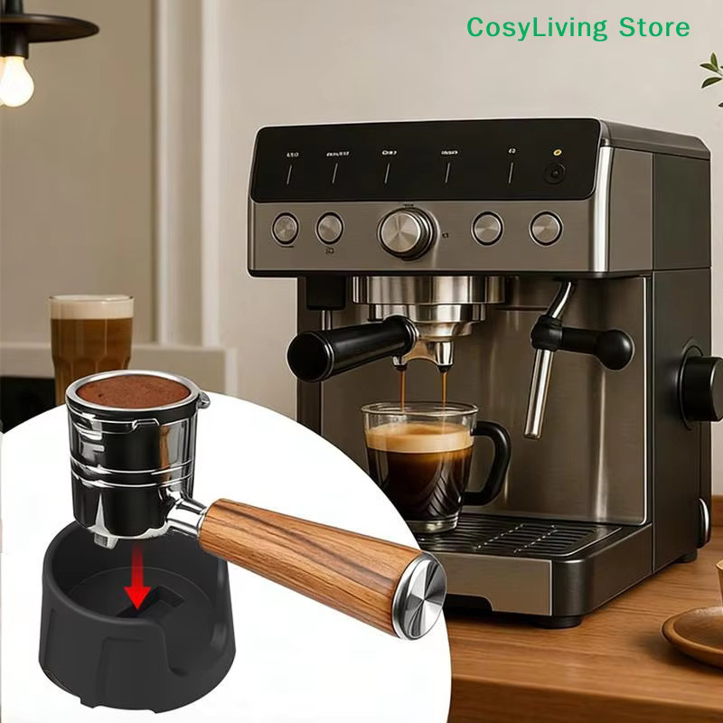 Espresso-Tampingstation und Siebträgerhalter für Luxe Cafe Maker Coffee Tool, Schwarz, Rund - Bild 3