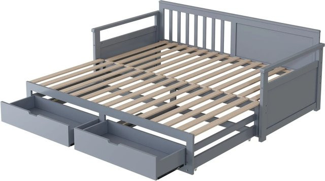 Merax Tagesbett aus Kiefer und MDF mit Schubladen in Grau und Weiß, B/T/H: 190 x 90 x 76,5 cm - Bild 1