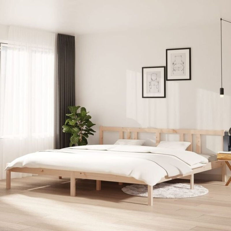 Massivholzbett aus Kiefer von vidaxl in Braun, Modernes Skandinavisches Design, B/T/H: 200 x 200 x 205,5 cm - Bild 1
