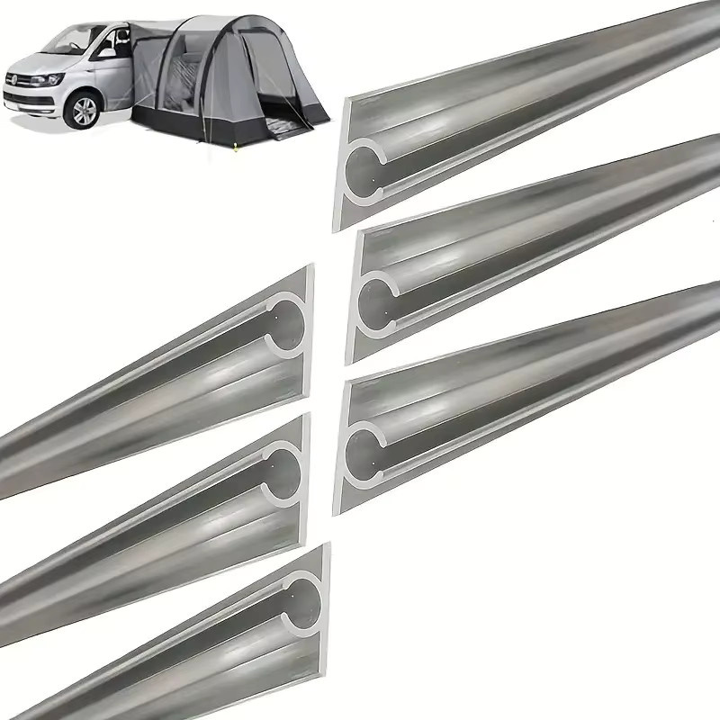Aluminium Markisenbahn-Set für Wohnmobile und Wohnwagen mit C-Kanal, Streifen-Design, Farbe: Silber, Breite: 6 cm, Länge: 6 m - Bild 2