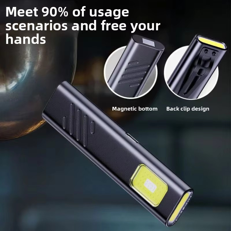 ESMARTER Mini-LED-Schlüsselanhänger-Taschenlampe mit 800LM, wiederaufladbar, magnetisch, Schwarz - Bild 2