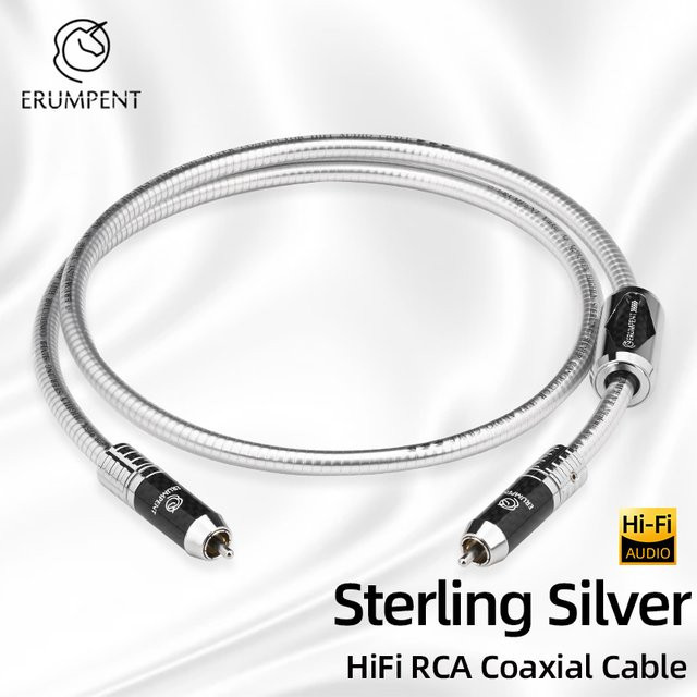ERUMPENT Professionelles digitales RCA-Koaxialkabel aus Sterling Silber in Silber für DAC und Heimkino-TV - Bild 1