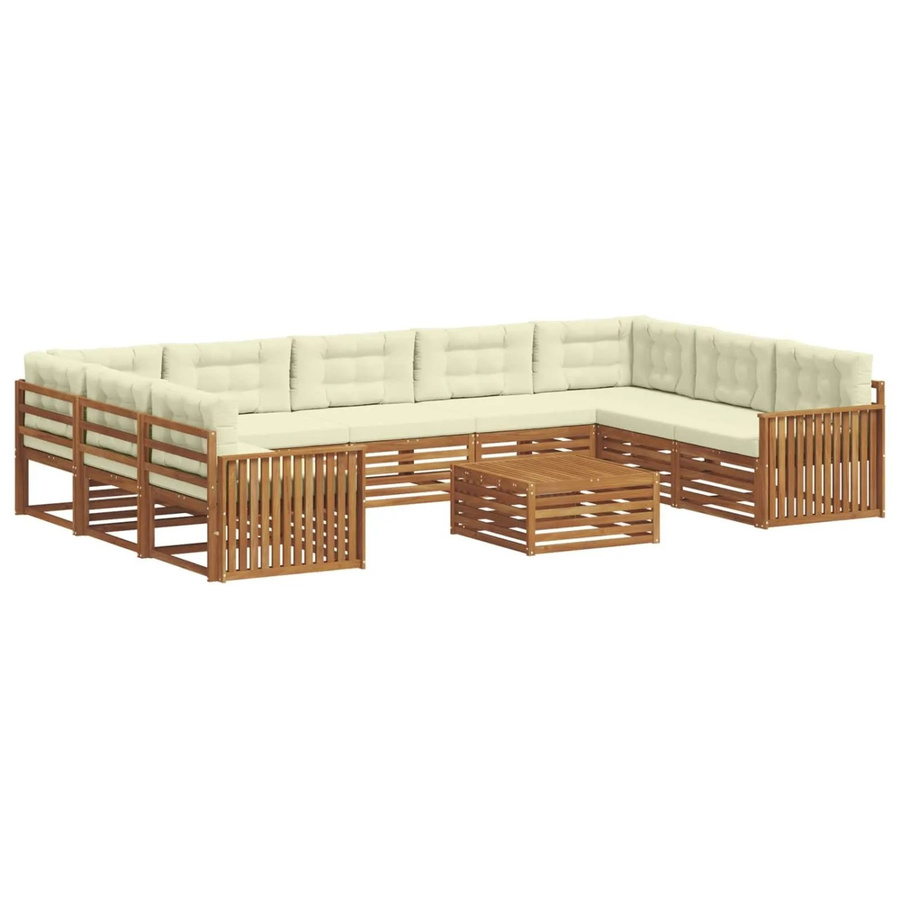 vidaXL Sofagarnitur 10-teilig aus Massivholz Akazie in Natur und Creme/Beige - Bild 2