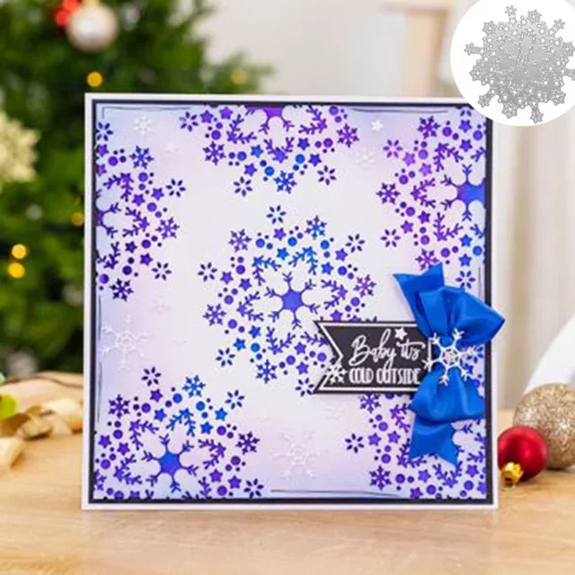 Runde Metall-Schablone mit Schneeflocken-Motiv als Ausstechform für Weihnachtsdekorationen - Bild 1