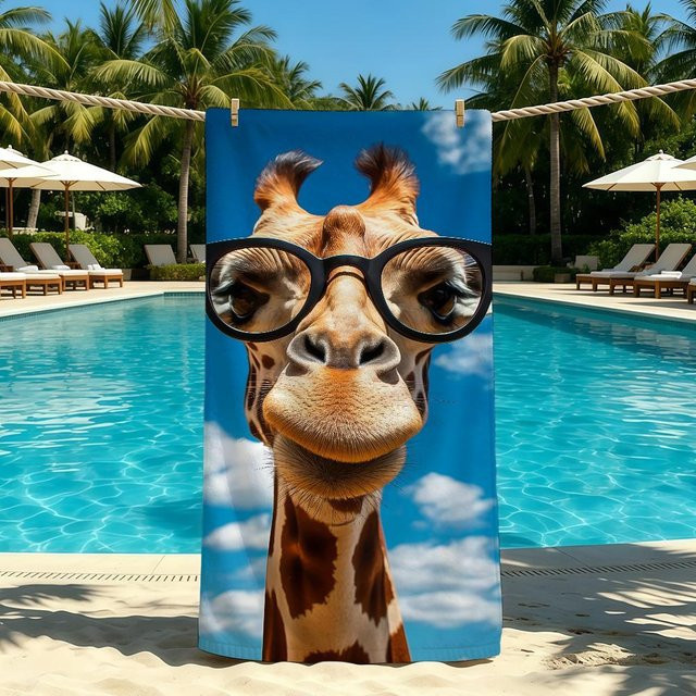 Schnelltrocknendes Giraffe Handtuch von JMG Household Supplies in Blau, B: 40 cm, H: 70 cm - Bild 1