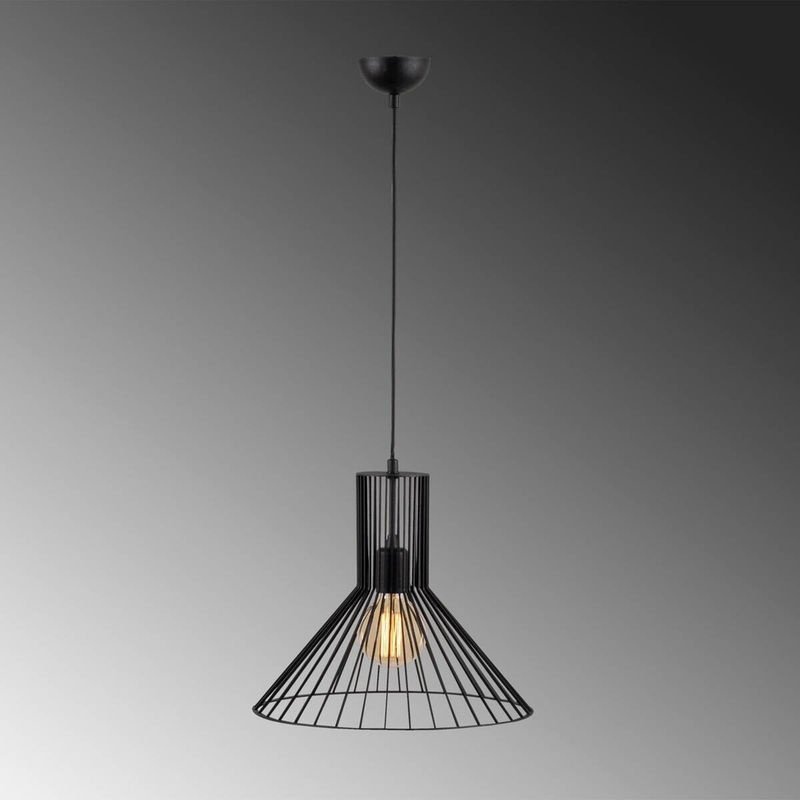 Opviq Pendelleuchte Fellini in Schwarz aus Metall mit E27 Fassung, Höhe: 128 cm, Breite: 38 cm, Tiefe: 38 cm - Bild 2