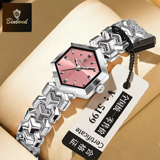 BONBOND Armbanduhr Quarz, Edelstahl, Silber, Eckig, Damen - Bild 1