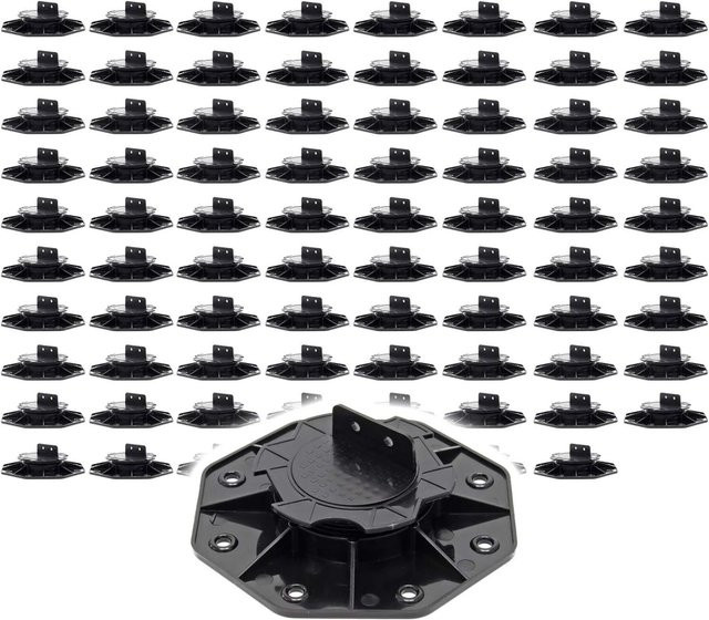 Xpotool Set 80 Stelzlager für Terrassen in Schwarz, höhenverstellbare Stellfüße für 18-28 mm, Tragkraft 2700 kg - Bild 1