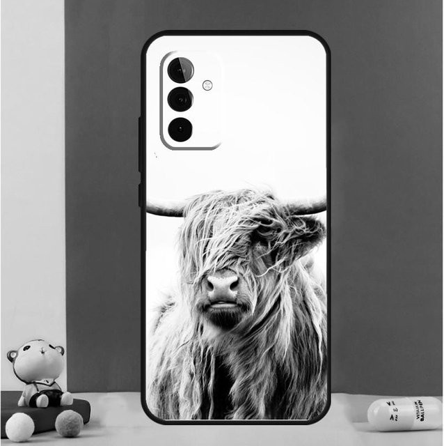 Samsung Handyhülle mit süßem Schottischem Hochlandrind Design in Weiß für Galaxy A-Serie (A12 bis A56) - Bild 1
