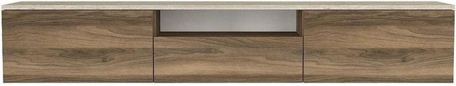 Vente-unique TV-Hängeschrank Lotula in Dunkelbeige und Naturfarben, Breite: 180 cm, Höhe: 31,3 cm, Tiefe: 29,5 cm - Bild 1