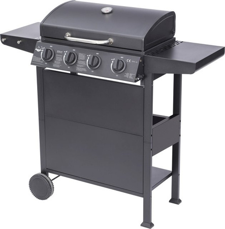 El Fuego Gasgrill San Jose mit 4 Brennern aus Edelstahl in Schwarz mit gusseisernem Grillrost, B/T/H: 114 x 101,5 x 51 cm