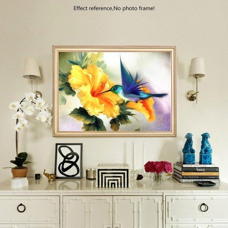 FIYO Diamond Painting Set mit Vogel und Blumen Motiv, 5D DIY Mosaik Stickerei für die Wanddekoration, mehrfarbig, B x H: 20 x 30 cm - Bild 1