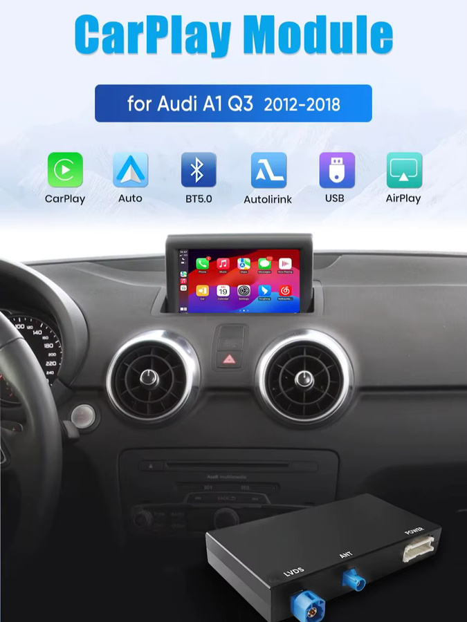 Junsun Wireless CarPlay und Android Auto Interface Adapter für Audi A1 und Q3 (2012-2018) mit Bluetooth und AirPlay in Schwarz - Bild 6