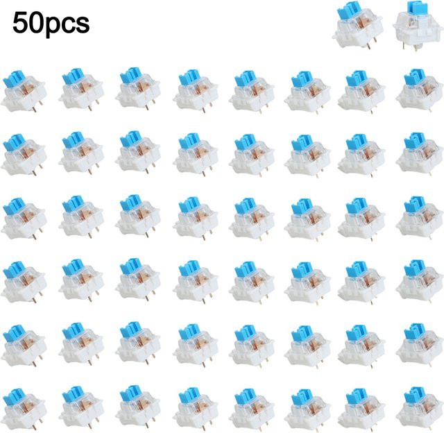 VIBRATITE Tastaturschalter Set, 50 Stück taktiler 3-poliger Tastenersatz in Blau - Bild 1